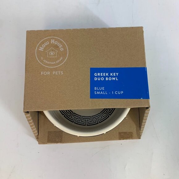 Now House for Pets by‎ Jonathan Adler Greek Key Small Duo Bowl - Picture 2 of 6